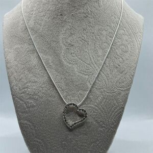 Swarovski Elements Heart Pendant Necklace with Crystals and Rhodium Overlay